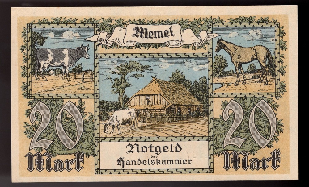 1922 MEMEL 20 Mark Pic# 6 UNC (RARE)