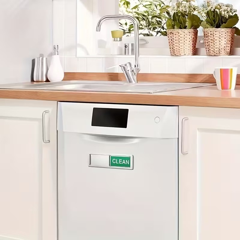1pc Iron Dishwasher Magnet Clean Dirty Sign, Dual-Use Easy-Push Indicator