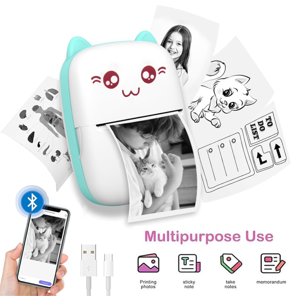 Bluetooth Mini Pocket Thermal  Printer Photo Label Sticker Maker for Study Notes