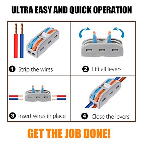 Wire Connectors Nuts, 10Pcs 2 Conductor Compact Splicing Wire SPL2-10Pcs