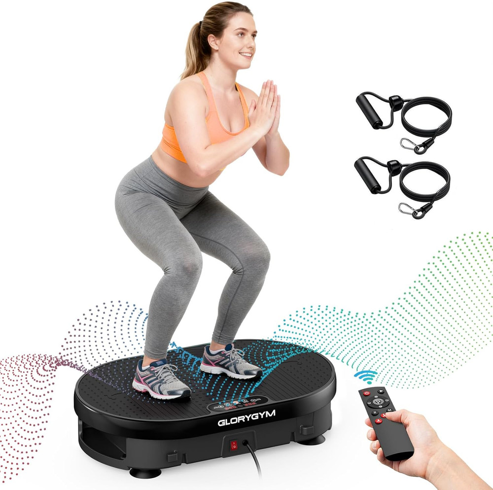 Vibration Plate Exercise Machine with Resistance Bands for Weight Loss, 120 Spee