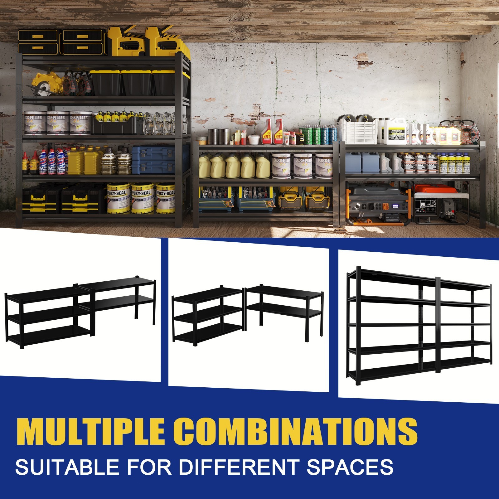 3000LBS Garage Shelving, Heavy Duty Storage Shelves, Adjustable Industrial Shelf
