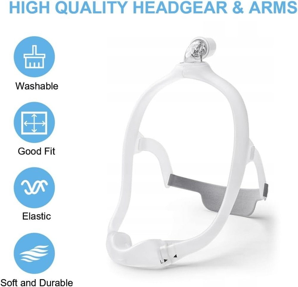 CPAP Headgear Replacement with Arms 2 Pack Adjustable Soft Sleep Support Strap