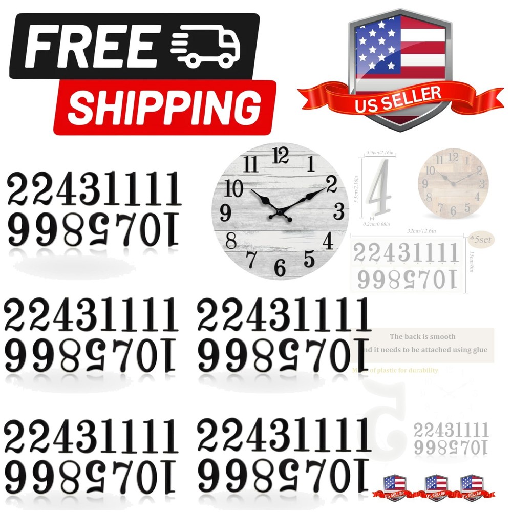 75 PCS Clock Numerals Kit 2 Inch DIY Digital Clock Numbers Arabic Clock Numbe...