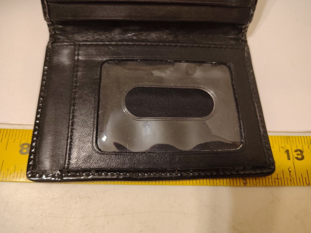 Coach Black Leather Canvas Window Logo Print Wallet