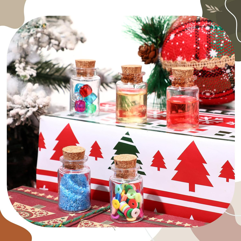 50 Packs 10ml Mini Plastic Bottles with Corks Small Potion Bottles Tiny Clear...