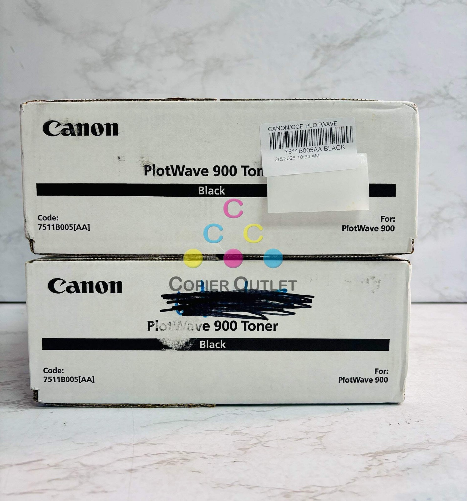 2 Genuine Canon PlotWave 900 Black Toner Cartridge 7511B005AA