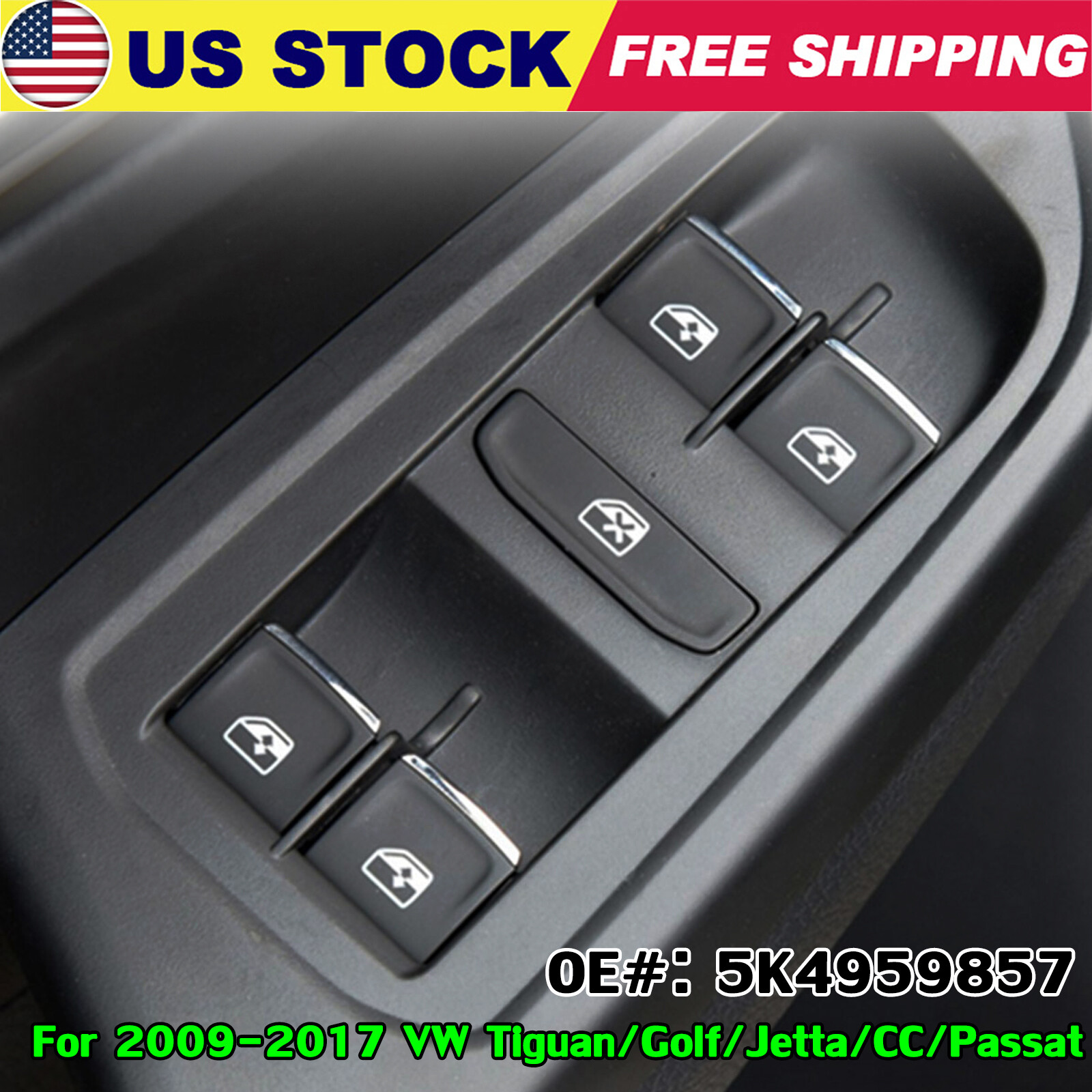 Master Power Window Switch Front Left Driver for VW Passat Tiguan Jetta Golf CC