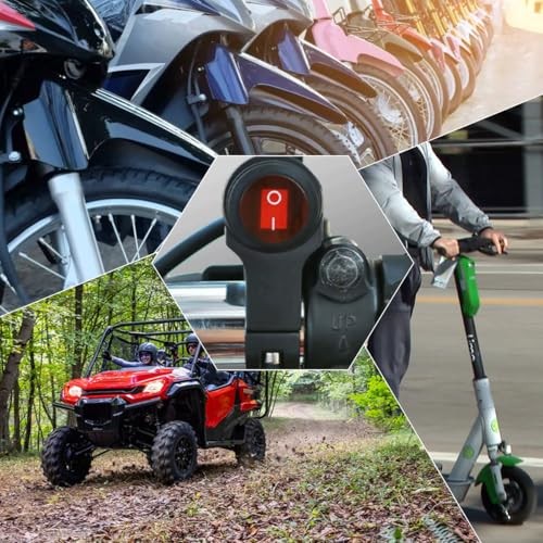ATV Light Switch Red Waterproof Motorcycle 12V Handlebar RED Waterproof Switch