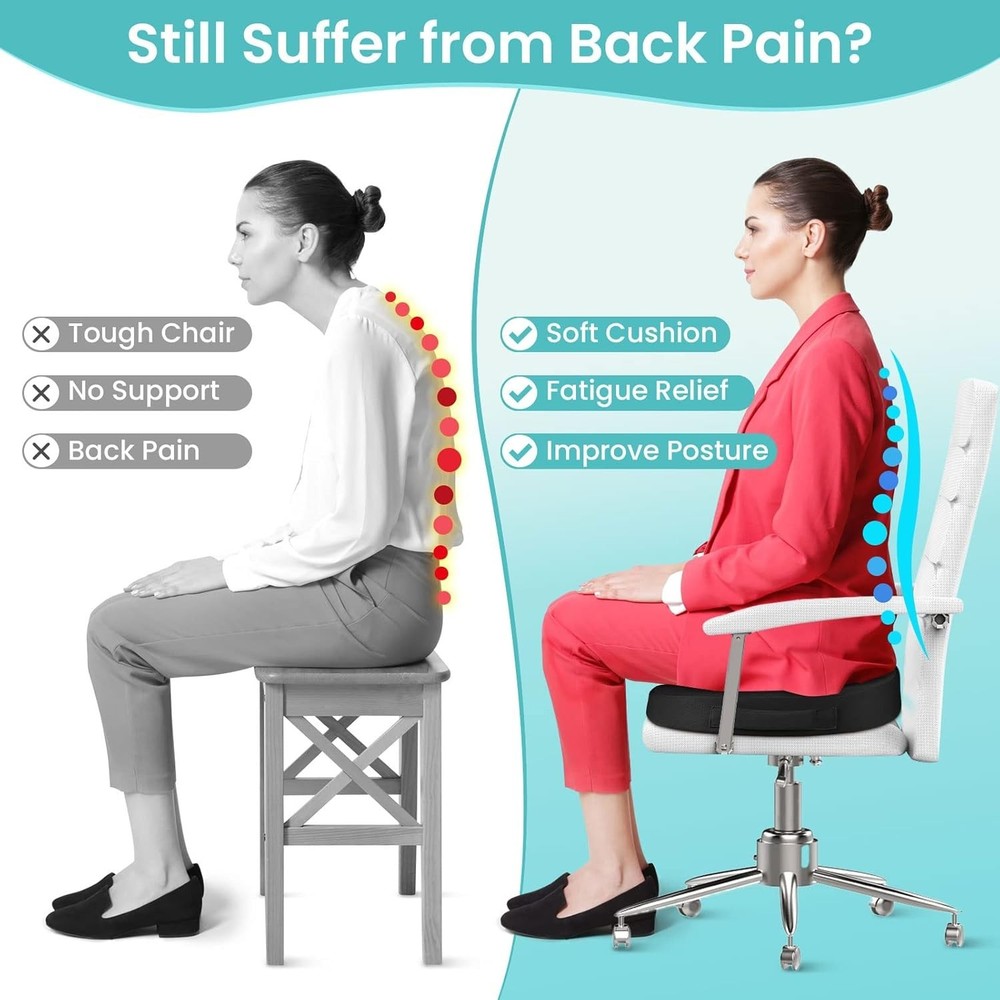 Memory Foam Seat Cushion - Cooling Gel - Sciatica Relief