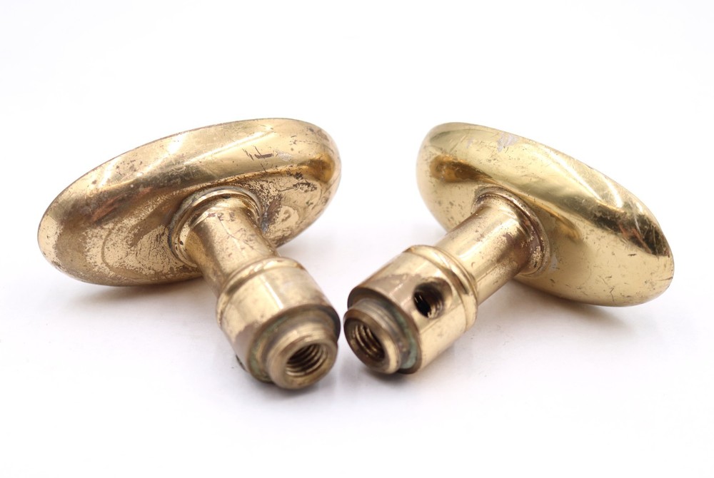 Pair of Reclaimed Cast Brass Oval Entry Door Knobs