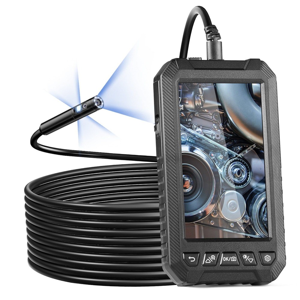 Triple-Lens Borescope: 5" IPS Screen, 16.4ft Cable, IP67 Waterproof