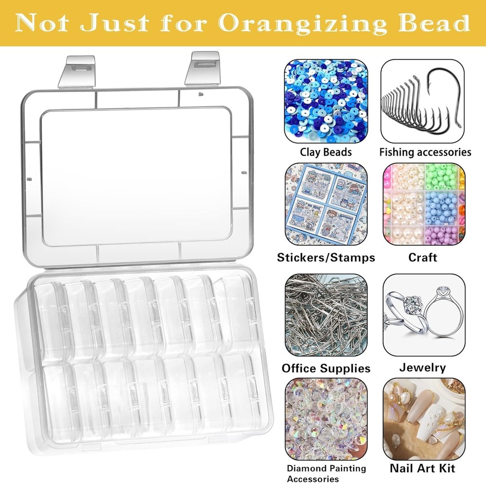 Compact 15-Piece Bead Organizer Set - Stackable Clear Storage Cases for Crafts