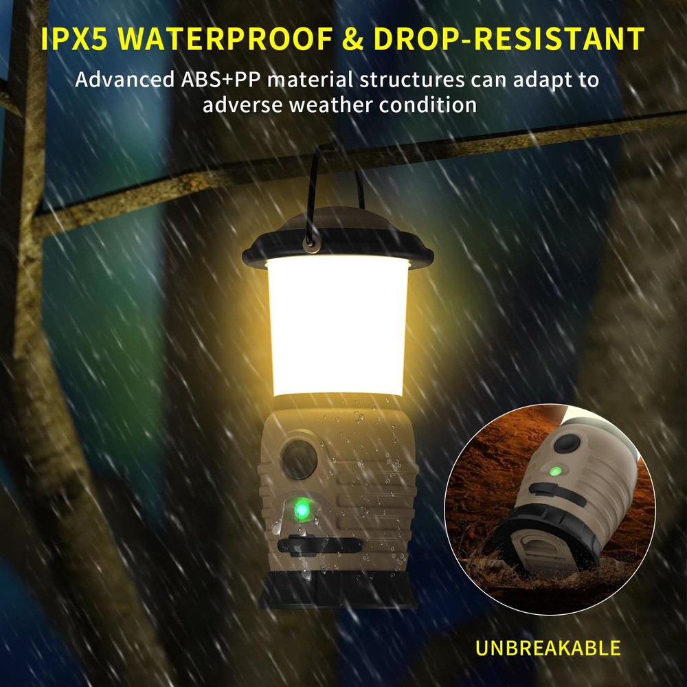 Camping Lantern Rechargeable, Portable LED - Battery coffee