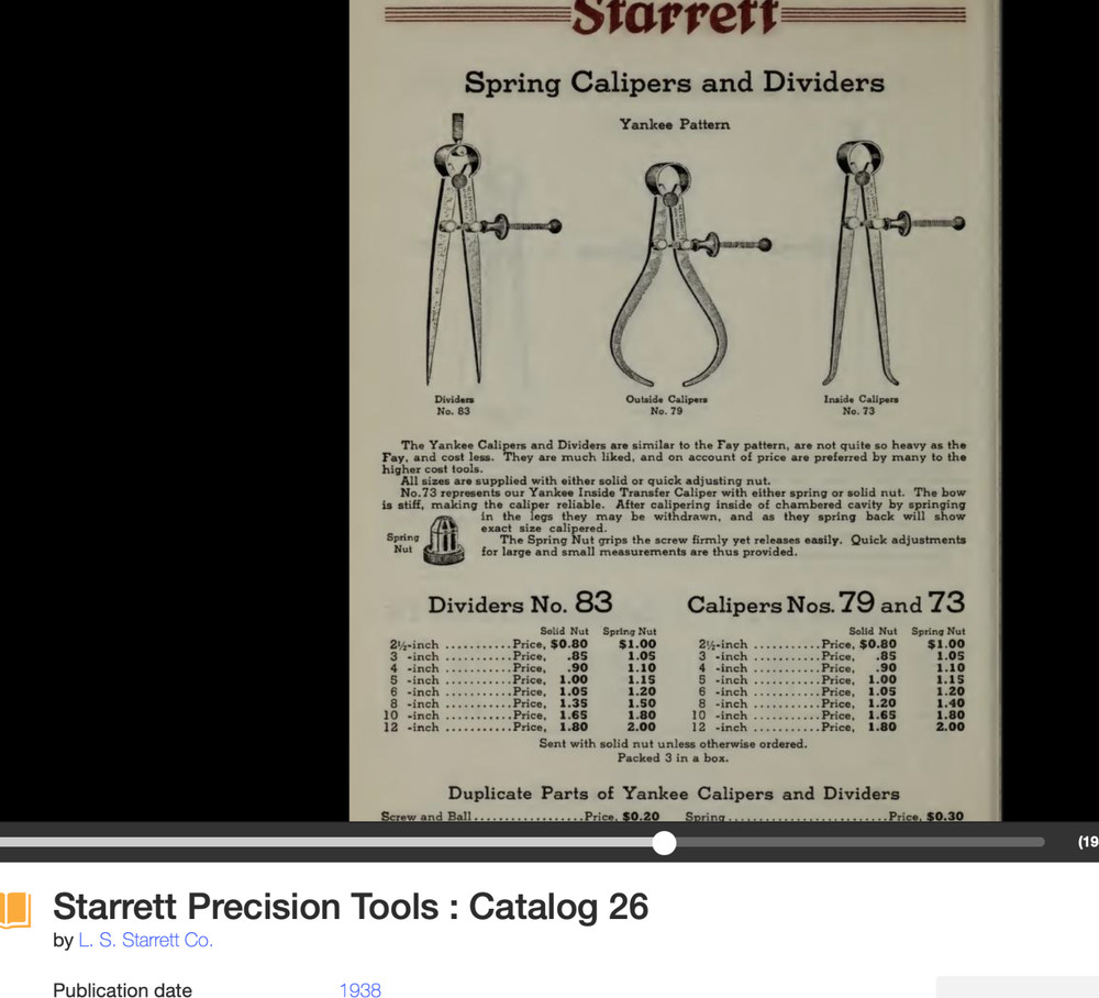 NICE 2.5" Starrett Outside caliper 79 / 79B ~ Small size No longer made
