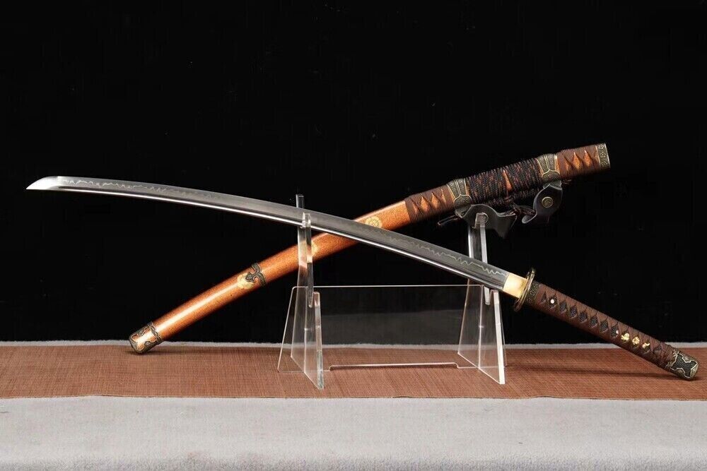 T10 Steel Katana Battle Ready Sharp Japanese Samurai Tachi Sword Real Hamon