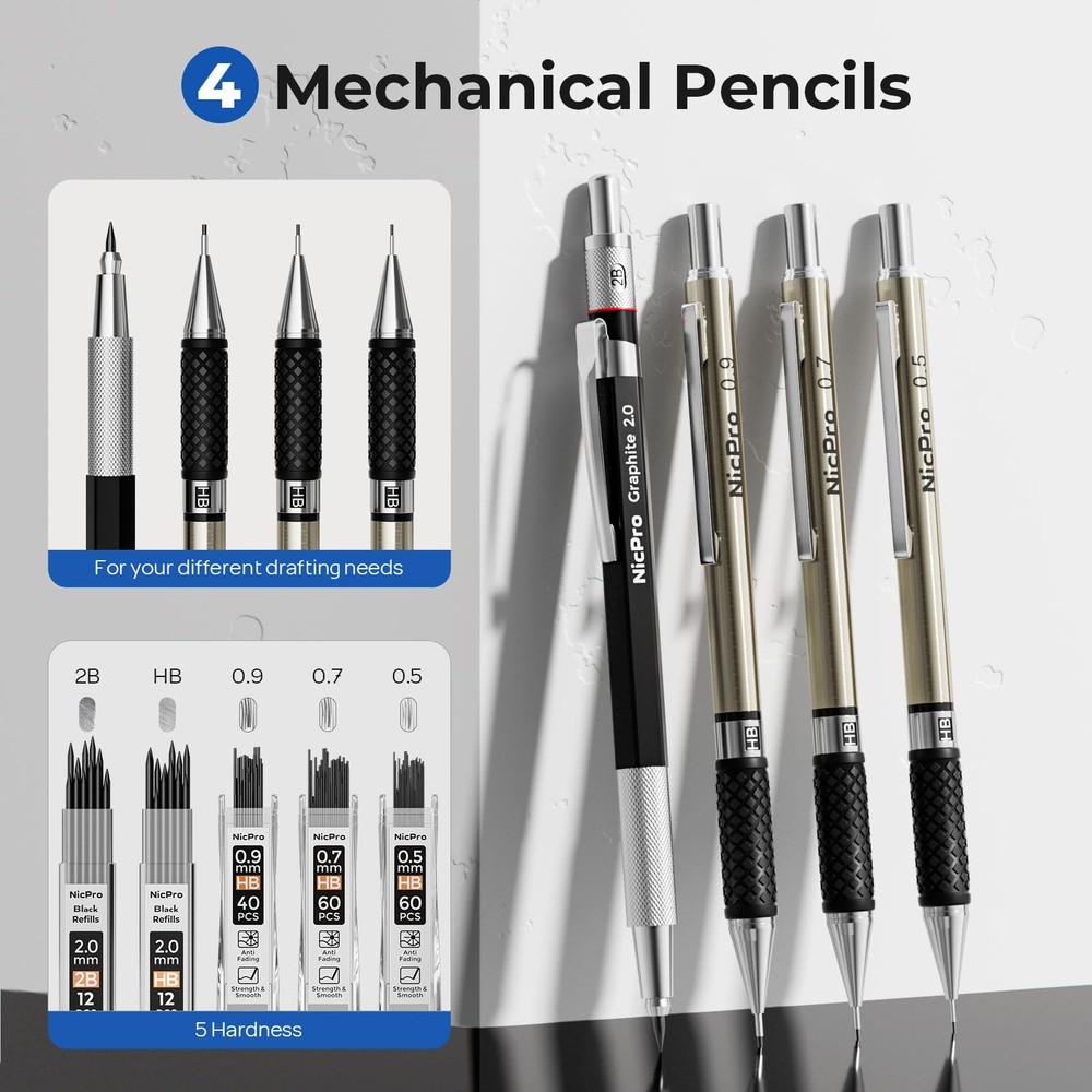 Nicpro 30PCS Professional Drafting Tools & Geometry Set with Case, 30 PCS