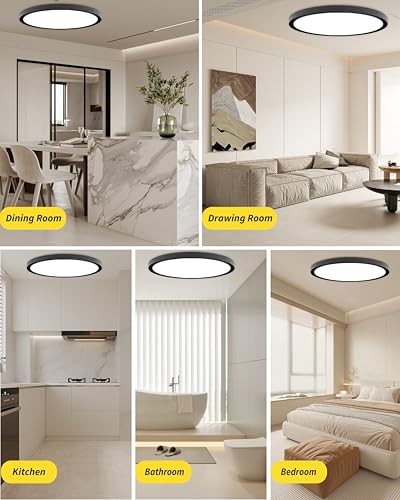 1Pack 20 Inch Large LED Flush Mount Ceiling Light, 20Inch-1Pack Black