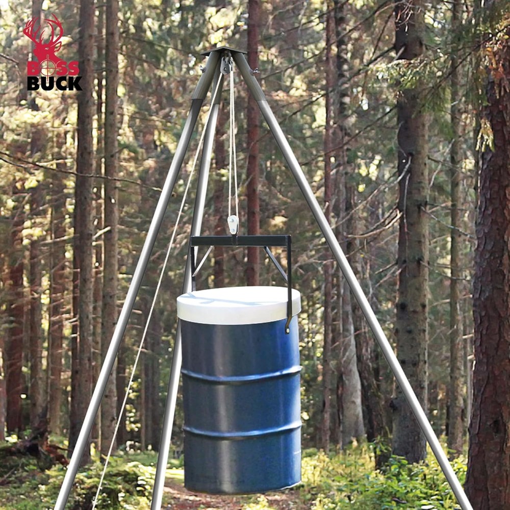Tripod Header with Pulley for Deer Feeder System Attachment (Feeder Excluded)