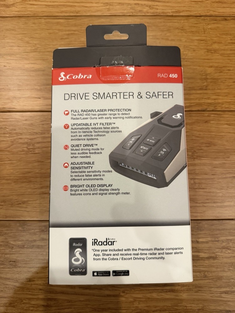 Cobra RAD 450 Radar Laser Detector Long Range w/ IVT filter