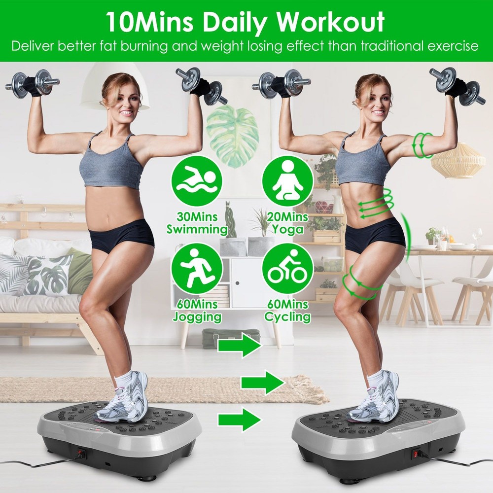 Vibration Plate Exercise Machine With Resistant Bands Remote Control Whole Body