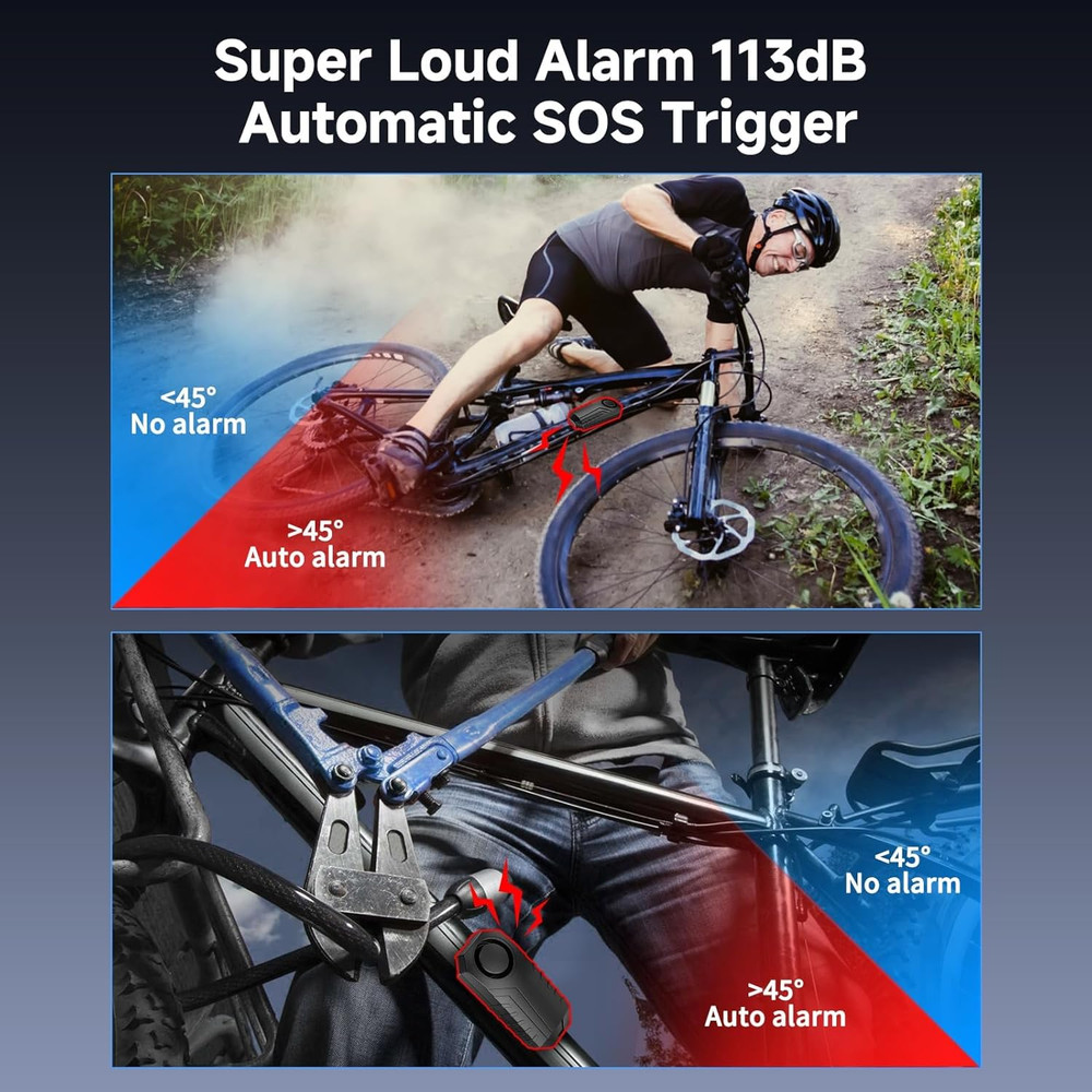 Upgraded Rechargeable Bike Alarm, Wireless Vibration Motion Sensor Antitheft Bik