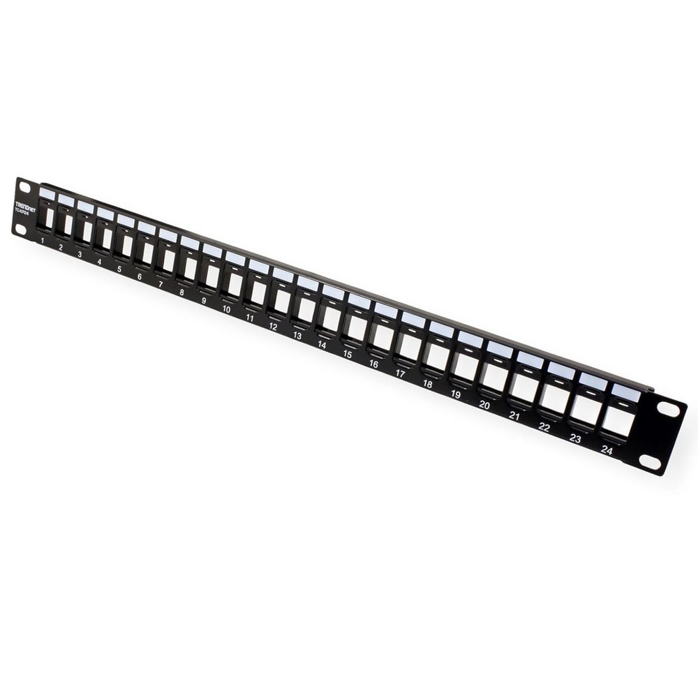 24-Port Blank Keystone Patch Panel for Cat6 Jacks, 1U Rack