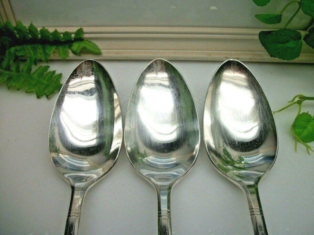 3 Oneida Silver Nobilty Plate REVERIE Silverplate Solid Serving Spoons 1937