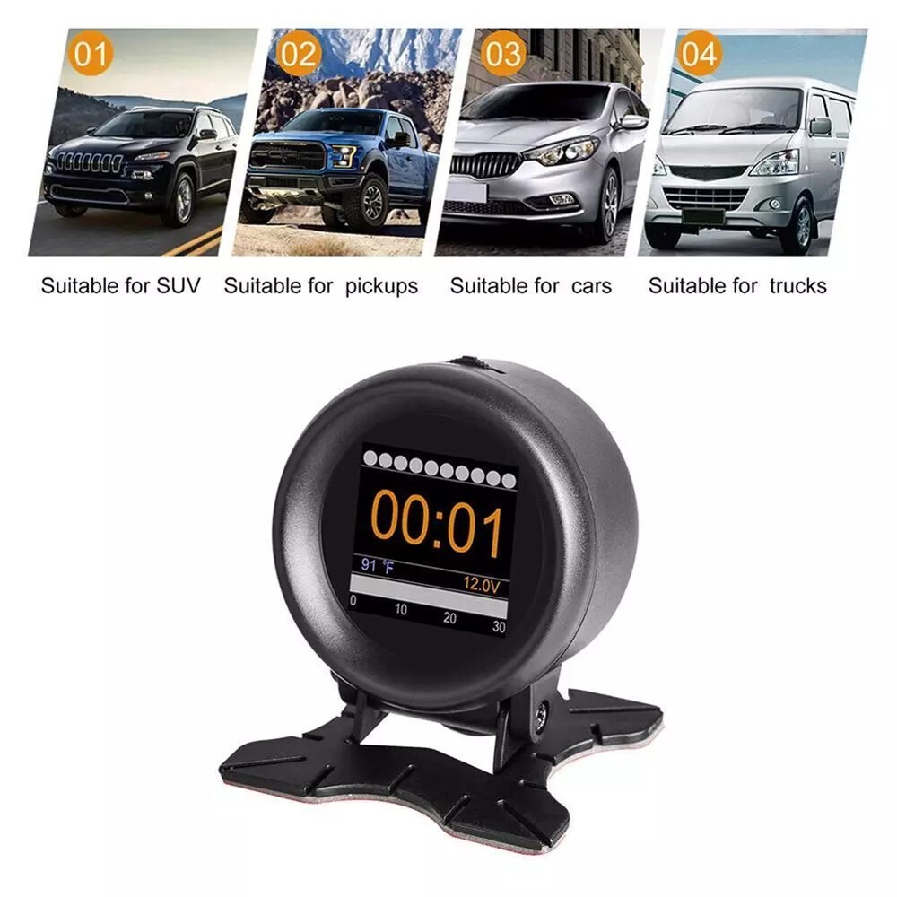 Car HUD Computer OBD2 Digital Speedometer & Water Temperature Indicator Display