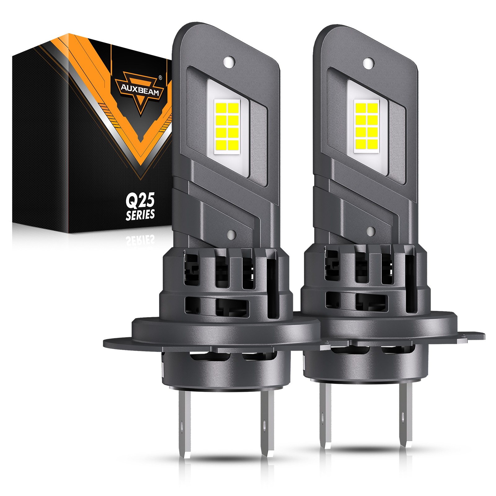 AUXBEAM Q25 H7 LED Headlight High/Low Beam Bulbs 70W 20000LM Bright White 6500K