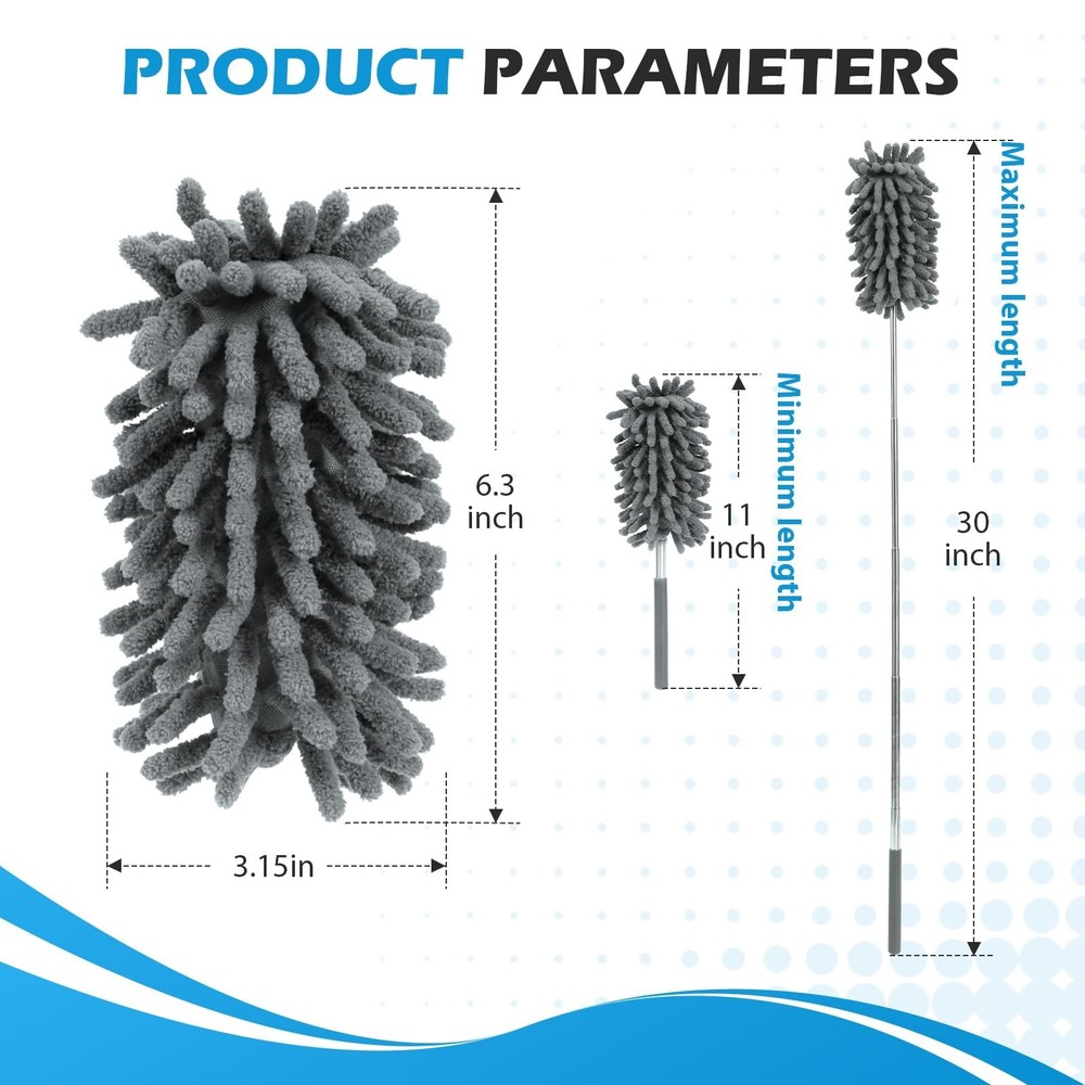 12 Pack High Duster with Extension Pole, Reusable & Washable Feather Duster, ...