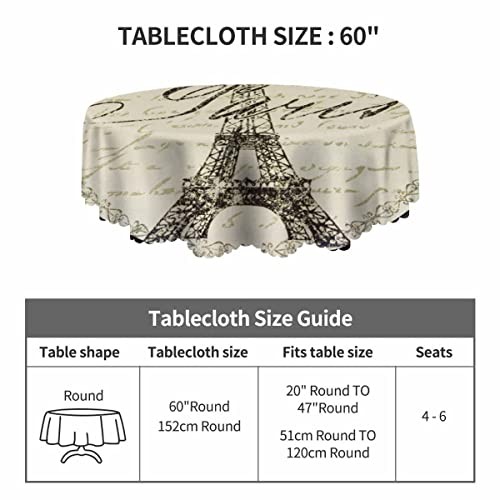 Tablecloth Paris Theme Tablecloths 60" Diameter Round Eiffel Wall Decoration