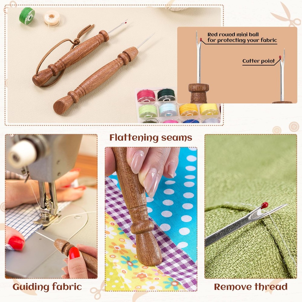 5 Pcs Wooden Clapper Sewing Quilting Tool Set Include Tailors Clapper Pressin...