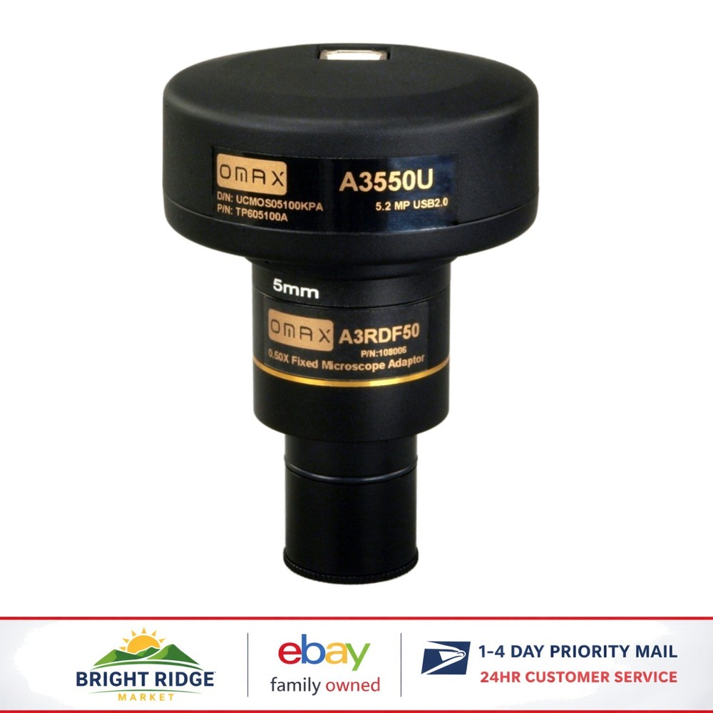 High Resolution Digital Microscope Camera with LED Light and Calibration Slide