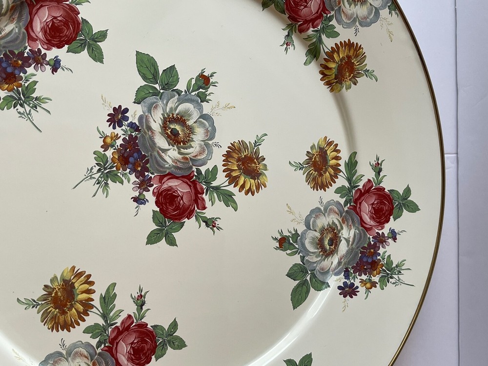 Mackenzie Childs Floral 16" Enamel Platter