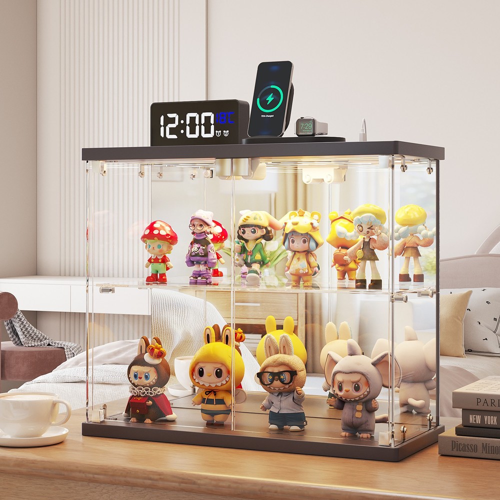 Smart Display Case with Human Sensor, Display Box with LED Lights for Figures