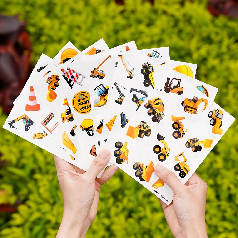 96 PCS Construction Car Truck Pre-Cut Temporary Tattoos for Small, multiple