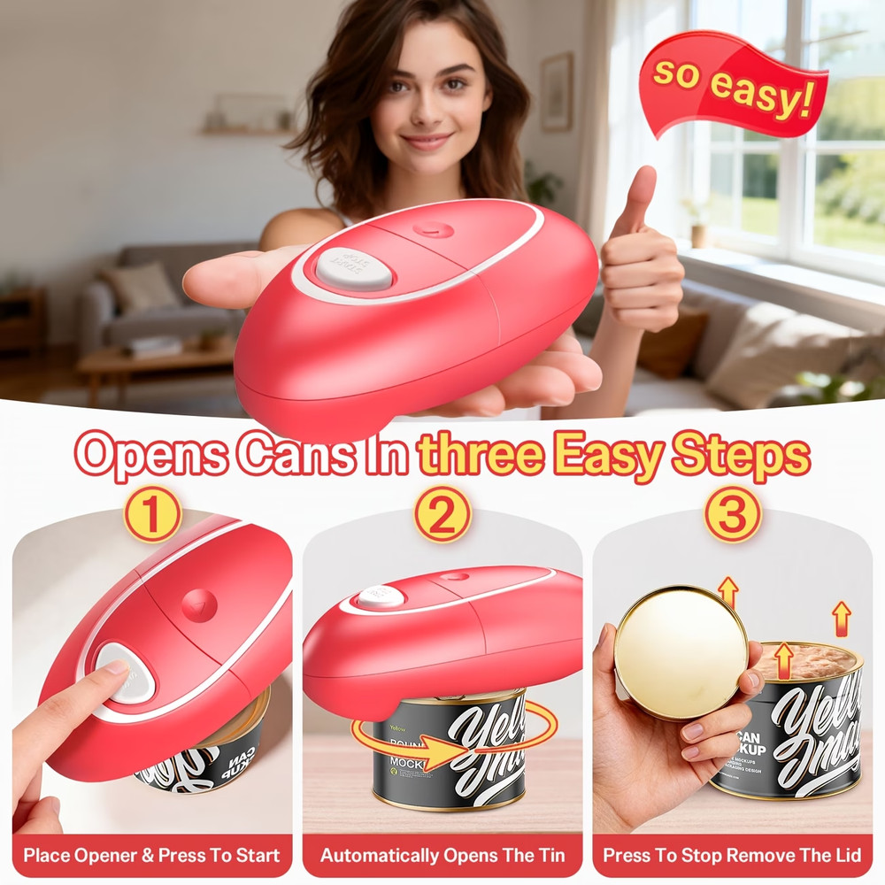 Electric Can Opener Battery Operated Smooth Edge Automatic Kitchen Tool