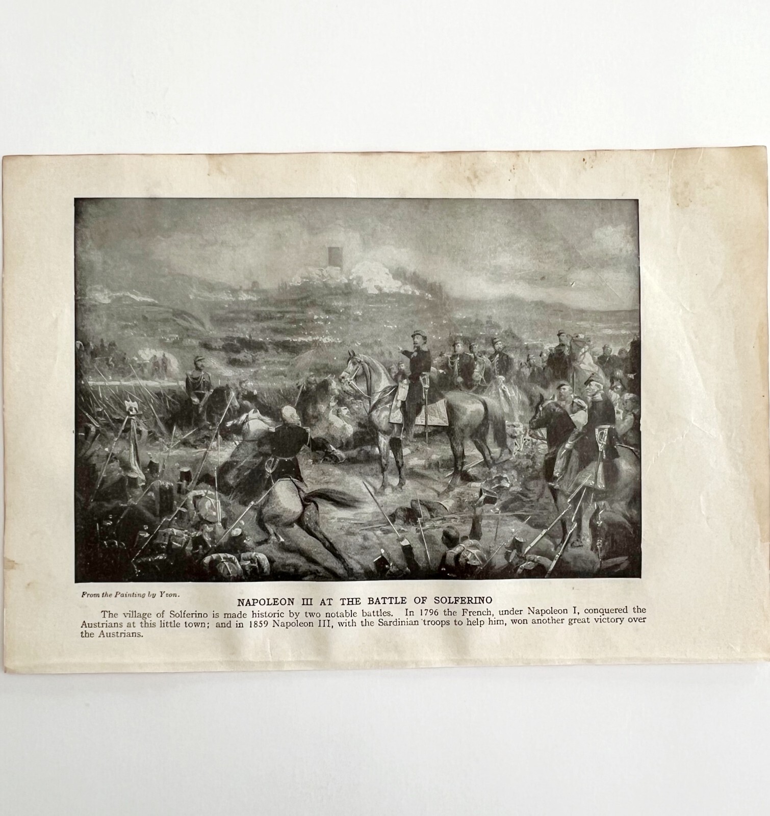 1914 Napoleon III Battle of Solferino in 1859 Print Art Antique Military War