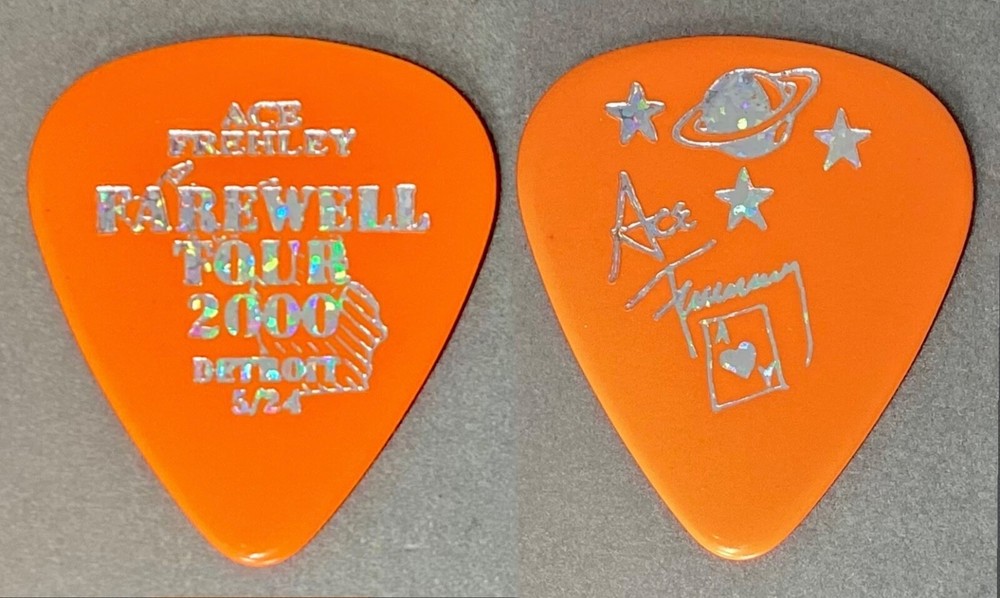 Rare KISS Ace Frehley Farewell tour orange guitar pick - Detroit Rock City 5/24