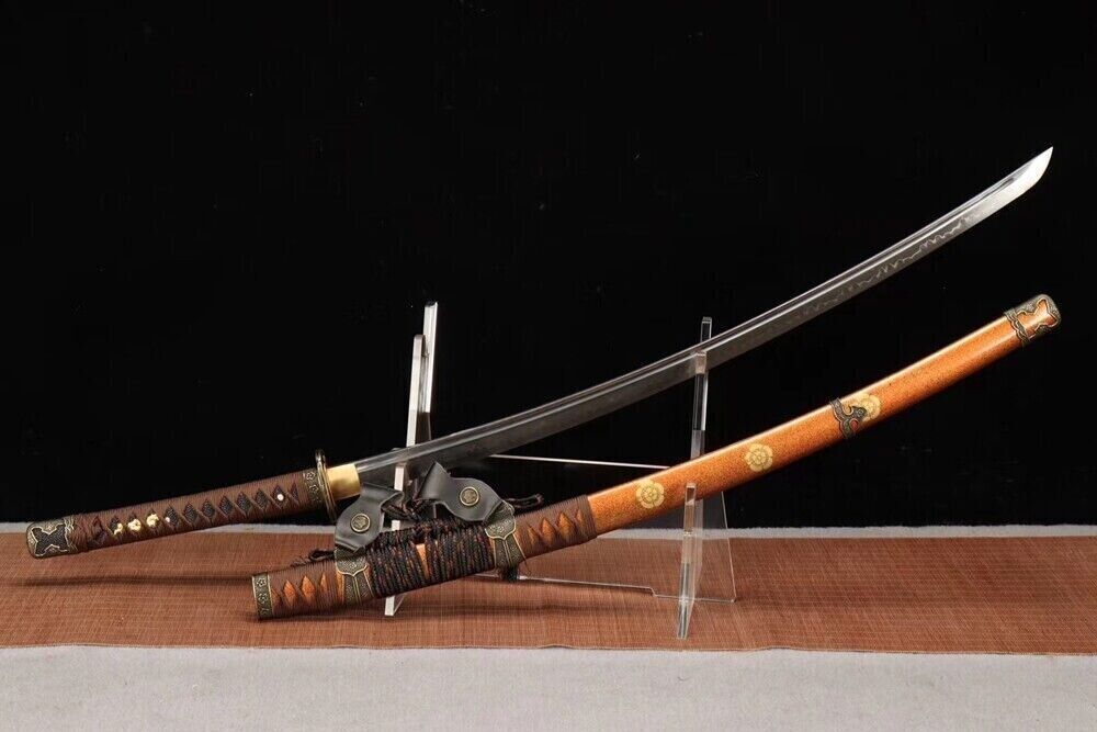 T10 Steel Katana Battle Ready Sharp Japanese Samurai Tachi Sword Real Hamon