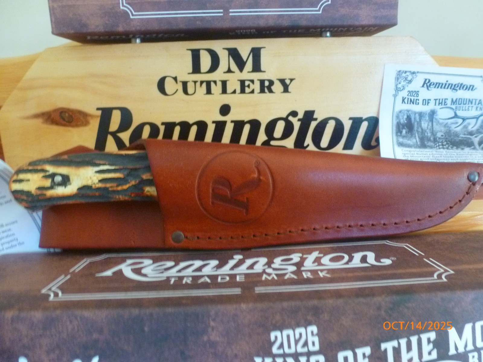 Remington 2026 Bullet Knife King of the Mountain Stag Bone Fixed Blade w/Sheath