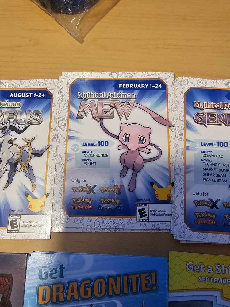 32 Used Scratched Nintendoo 3DS Pokemon Event Code Cards 2015-2017