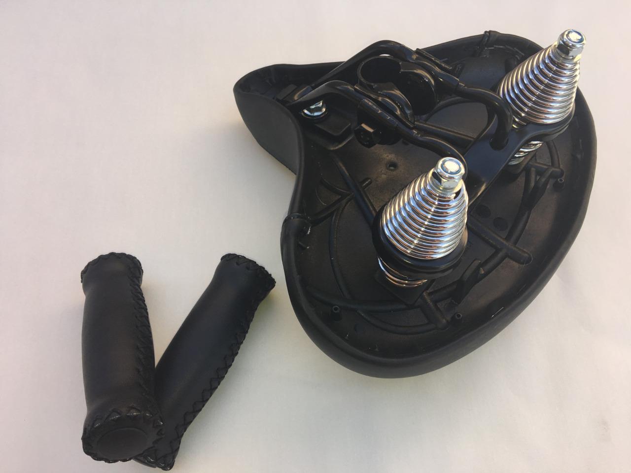 Beach Cruiser Bike Diamond Saddle Seat *BLACK w/Springs +Grips Handlebar Comfort