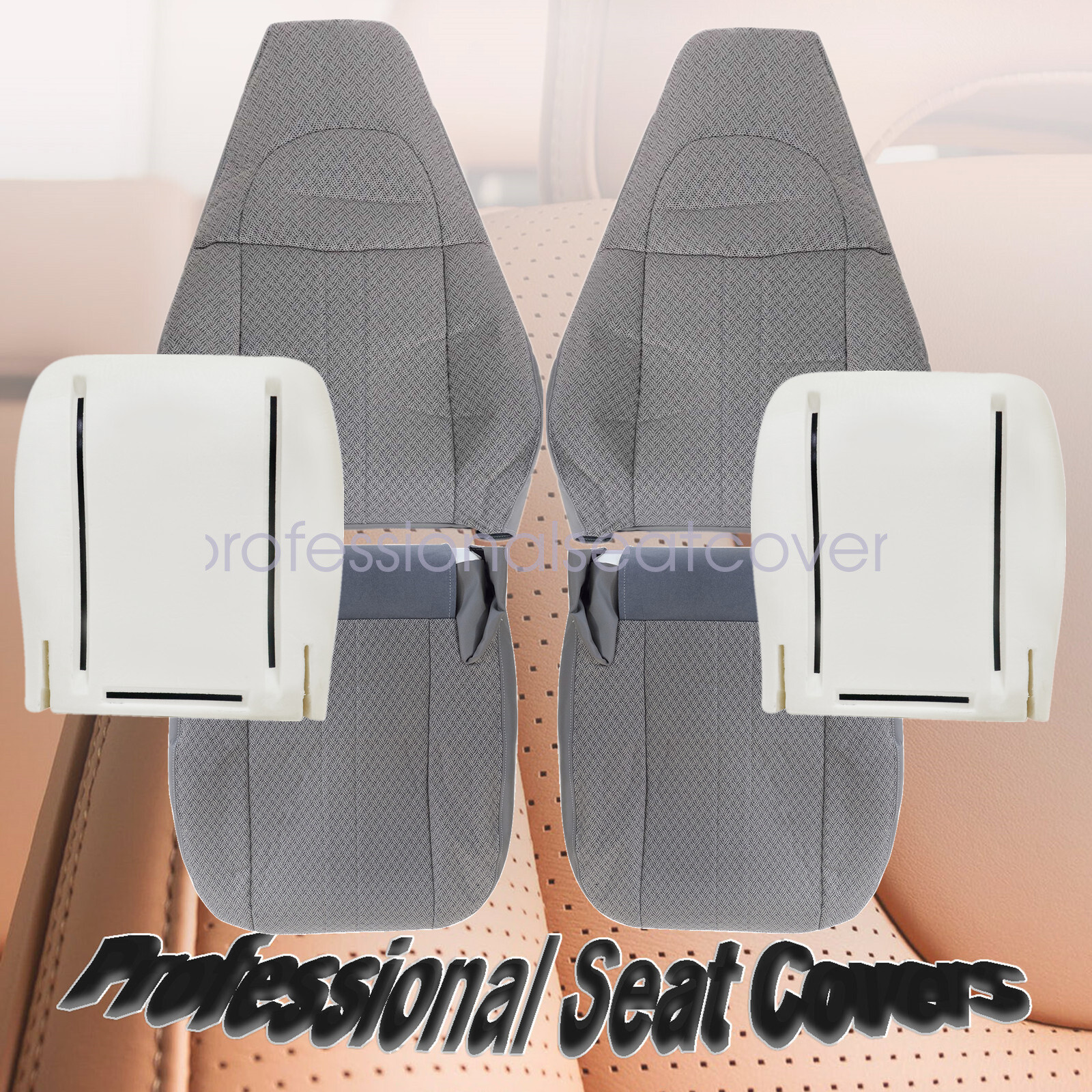 For 2003-2014 Chevy Express 1500 2500 Van Driver Passenger Cloth Seat Cover
