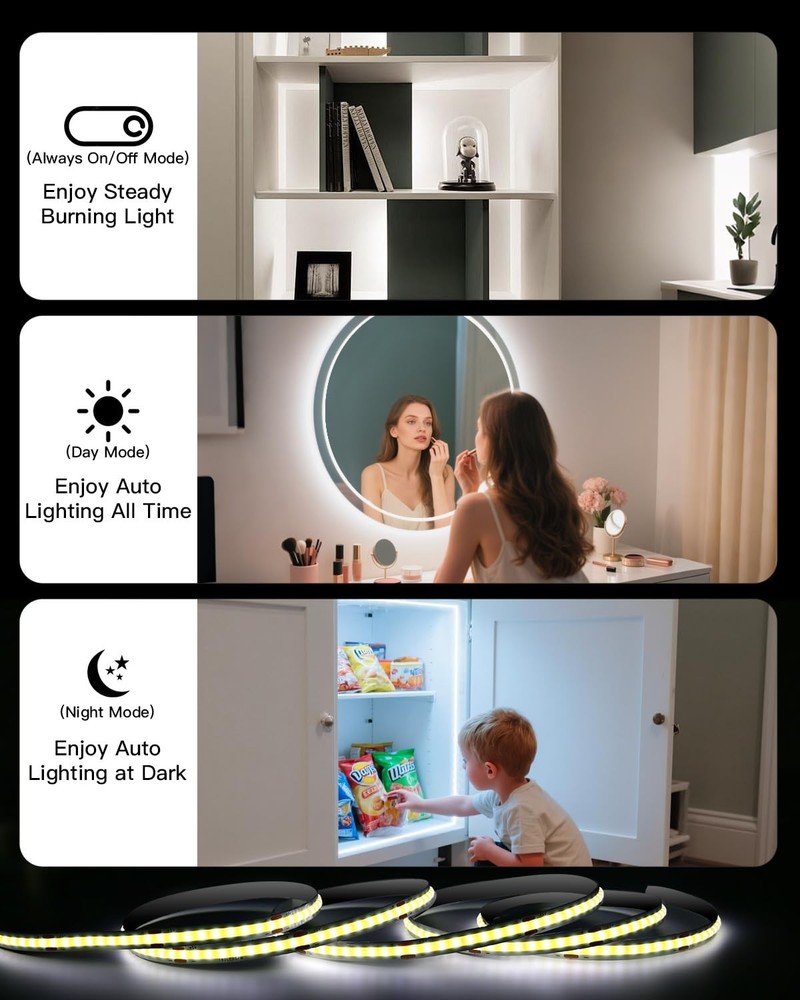 Under Cabinet Lighting Wireless, 2 Pack 5000mAh 13FT COB Motion Sensor Led Li...