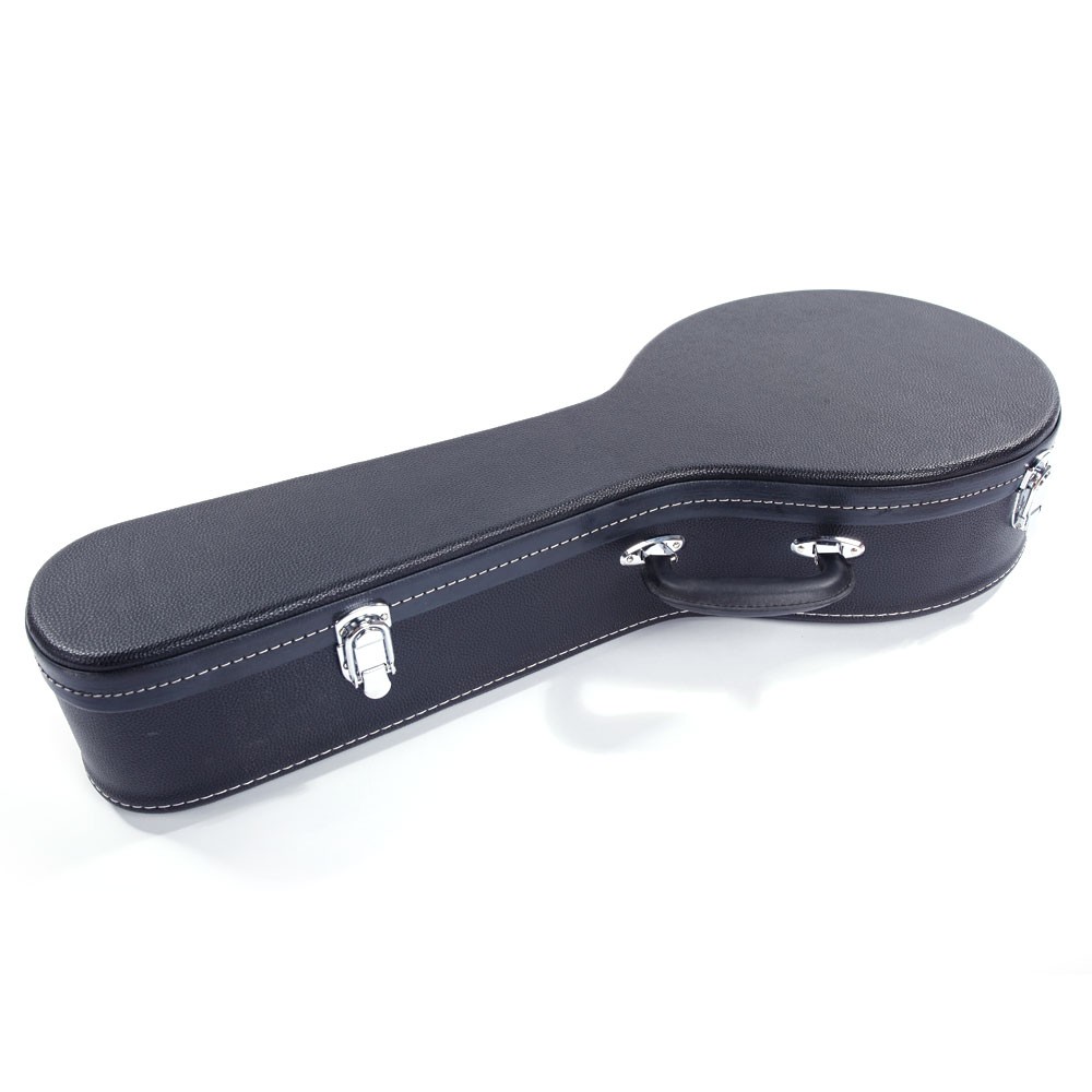 Hardshell A-Style Microgroove Pattern Leather Wood Mandolin Case Black