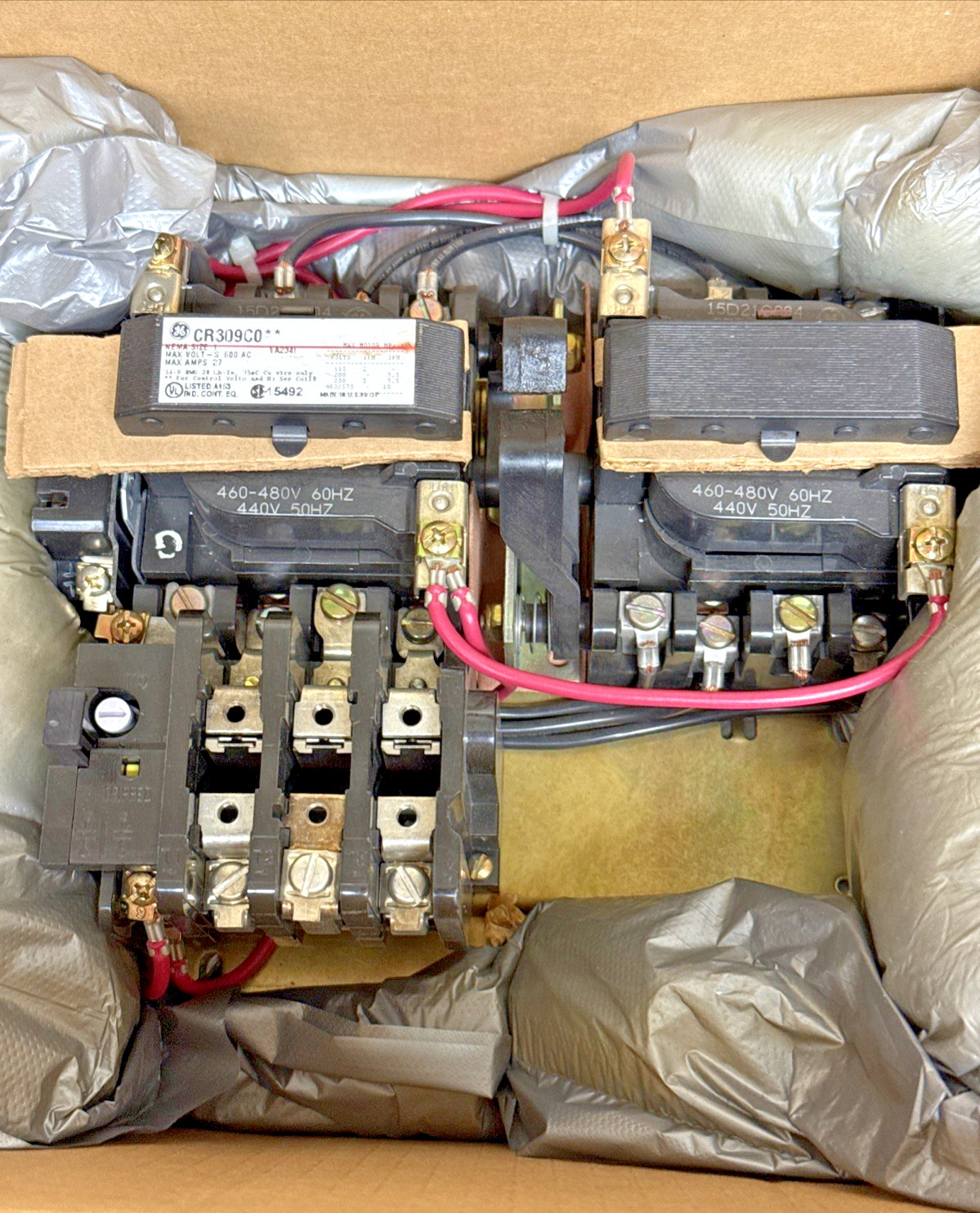 GE CR309C004 NEMA Size 1 Reversing Magnetic Starter 3P 460–480V Coil