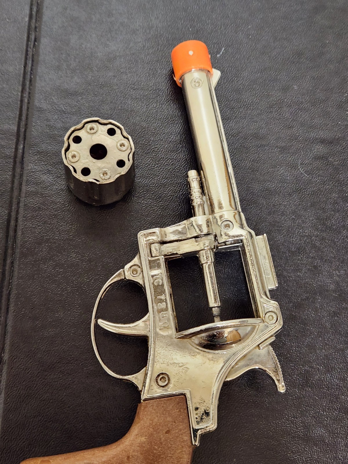 Vintage Schylling Diecast Toy Cap Gun With Holster and Eagle Grips