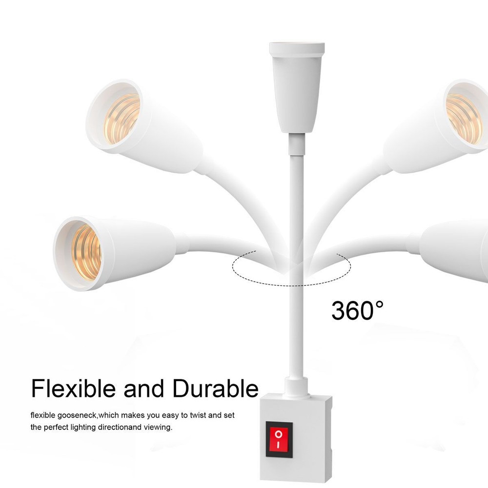 Flexible E27 Light Bulb Holder Extension Socket Adapter Plug in On/Off Switch US